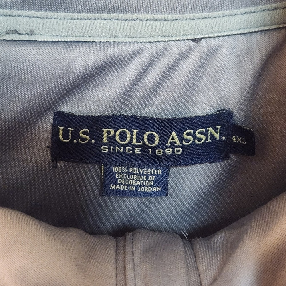 US Polo Assn Mens 4XL Grey Marl Full Zip Sweater Jacket Mock Neck Red Pony Logo - Picture 3 of 9